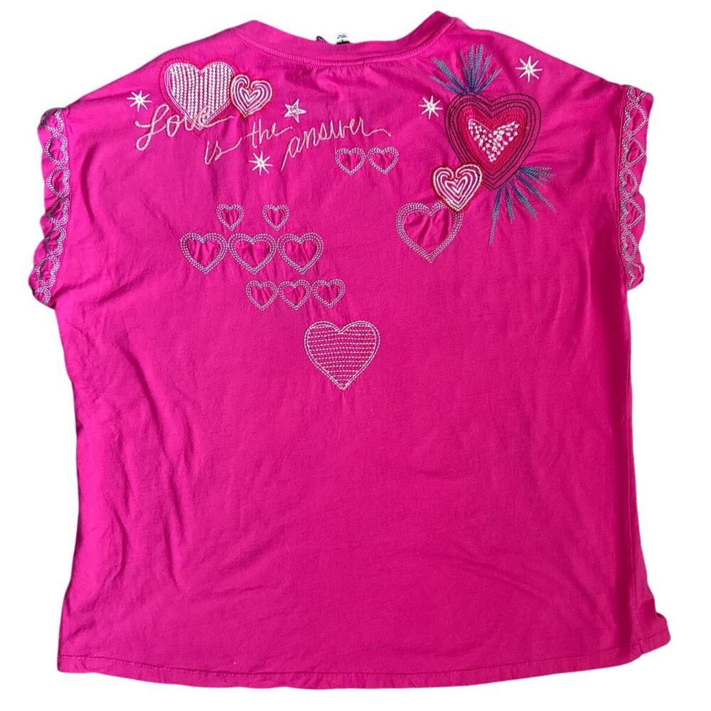 Johnny Was Amour Short Sleeve Embroidered Tee Size Large - Picture 11 of 11